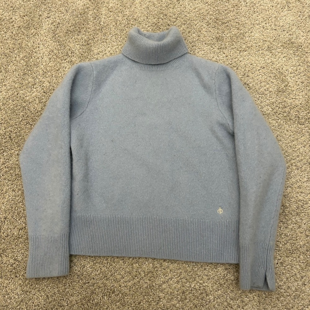Rag and Bone Turtleneck Sweater Large Blue‎ 100% Cashmere Long Sleeve Knit